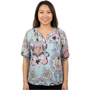 NWT Umgee Bohemian Floral Flowy Blouse Size S